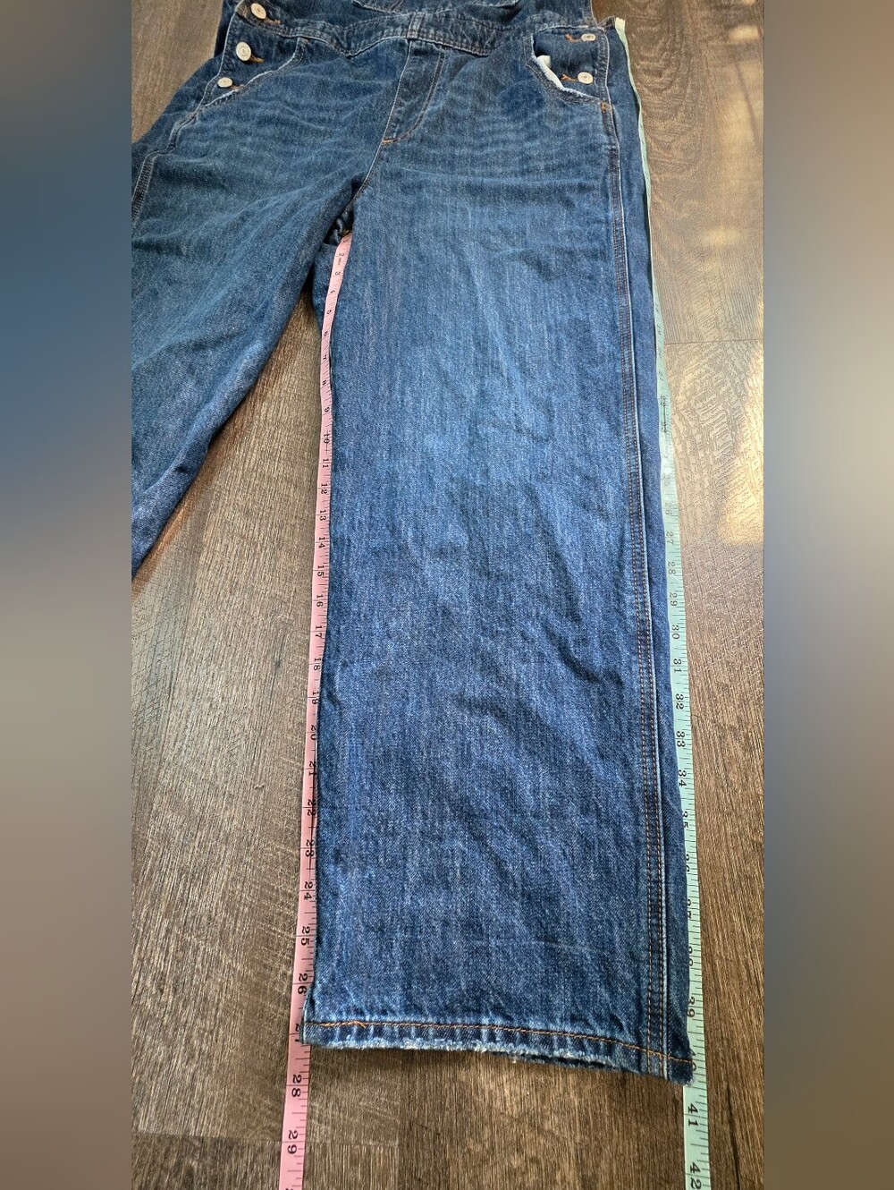 Levi's Vintage Cut Denim Overalls Womens L Med-Dark Wash Relaxed Straight Leg - Picture 11 of 16